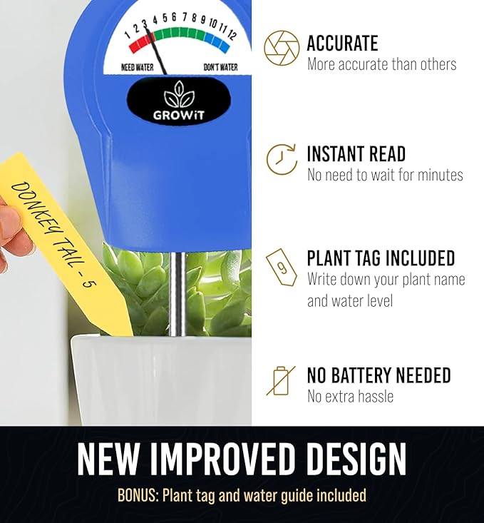 GROWIT Soil Water Monitor for Plants - Soil Moisture Meter | Hydrometer for Plants | Plant Moisture Meter Houseplants | Water Tester for Plants | Farming Indoor and Outdoor Plants-Blue - Image 2