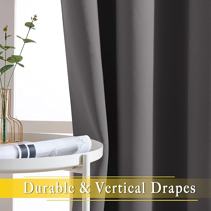 NICETOWN Sliding Door Curtains, Wide Thermal Blackout Patio Door Curtain Panel, Sliding Door Drapes/Draperies with Grommet Top (Gray, W80 x L84) - Image 6