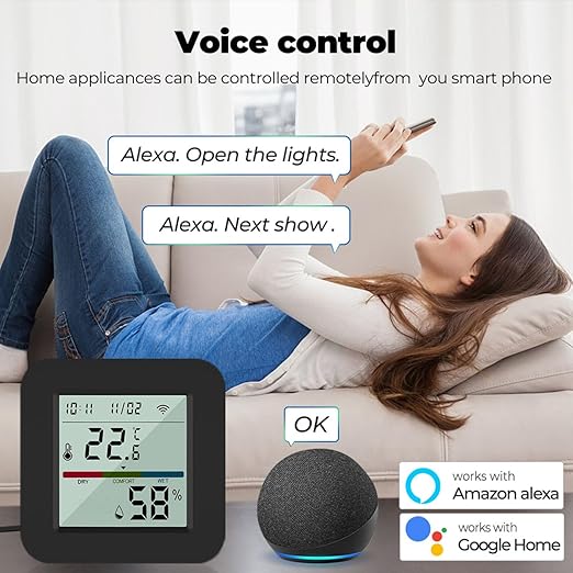 WiFi Smart IR Remote Control, 3-in-1 Smart AC Controller with Temperature Humidity Sensor n Display, Intelligent Control of T&H for Home Greenhouse Pet Garage, Compatible with Alexa (C1) - Image 6