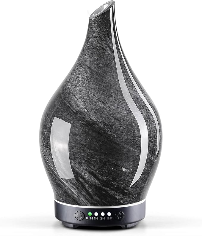 Porseme 150ml Essential Oil Diffuser Glass Color Changing Aroma Air Diffusers Aromatherapy Ultrasonic Cool Mist Humidifier 6 Running Hours Waterless Auto-Off for Sleeping Yoga Office Spa (Obsidian) by Porseme