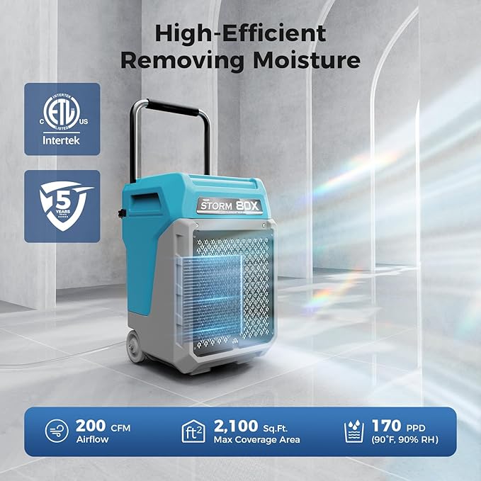 ALORAIR LGR Commercial Dehumidifier with Pump & Drain Hose, Portable Industrial Dehumidifiers with Wheels for Water Damage Restore, Basement, Garage, 5 Years Warranty - Image 6