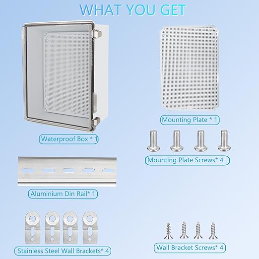 Outdoor Waterproof Box,IP67 ABS Junction Box Electrical Enclosure with Stainless Steel Latch, Hinged Cover Electric Box with Wall Brackets 13.8" Dx9.8 Wx5.9 H - Image 4