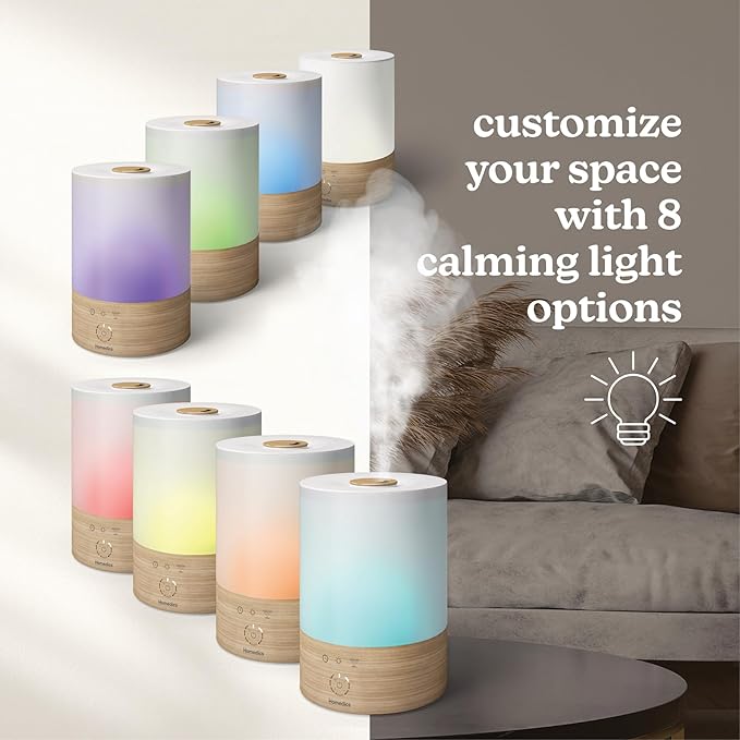 Homedics Cool Mist Ultrasonic Humidifier, 8-Colors Night Light, 0.66 Gal Top-Fill Tank, 24Hr Runtime, 3 Mist Settings, 360° Mist for 329 sq ft Rooms, Aromatherapy, Clean Tank Tech, Auto Shutoff - Image 5