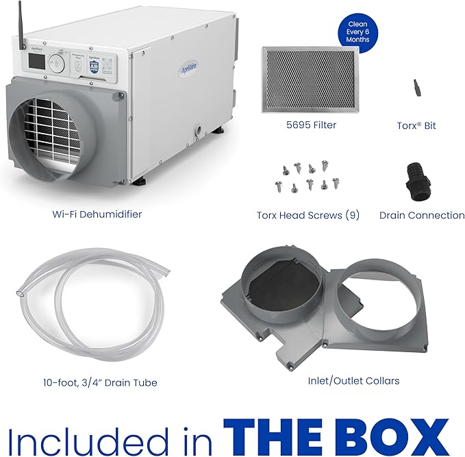 AprilAire E070W Smart Wi-Fi Crawl Space Dehumidifier, 70-Pint Commercial Whole-House Dehumidifier for Basement, Crawlspace & Home up to 2,200 Sq. Ft. with Pump, Drain Hose, Hanging Kit, MERV 11 Filter - Image 2