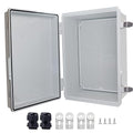 Outdoor Waterproof Box,IP67 ABS Junction Box Electrical Enclosure with Stainless Steel Latch, Hinged Cover Electric Box with Wall Brackets 13.8" Dx9.8 Wx5.9 H by LuSumtly