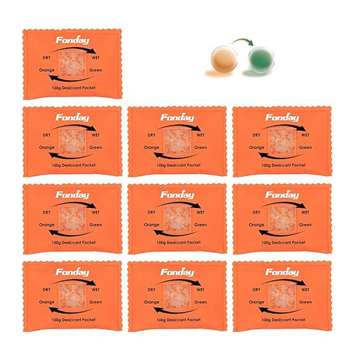 100g x 10 Packs Fonday Rechargeable Silica Gel Desiccant Packets Fast Reactivate Desiccant Bags Moisture Absorbers for Storage Bins, Suitcase, Safe, 3D Filaments, Electronics by Fonday