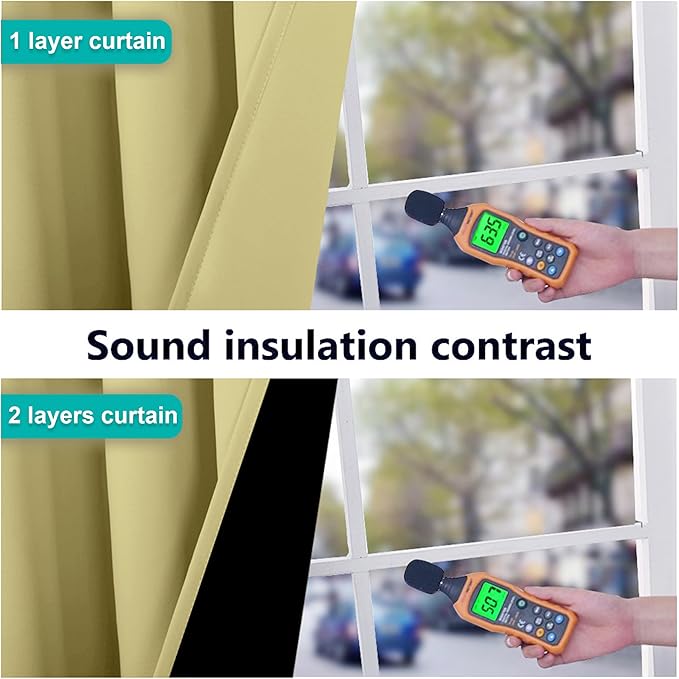 NICETOWN Paler Yellow Full Shade Curtain Panels, Pair of Energy Smart & Noise Blocking Out Blackout Drapes for Dining Room Window, Thermal Insulated Guest Room Lined Window Dressing, 70 x 84 inch - Image 4