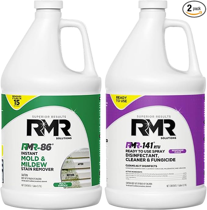 RMR Brands DIY Mold Remover Bundle - Complete Mold Killer & Stain Remover Bundle - Mold and Mildew Prevention Kit, Disinfectant Spray, Includes 2-1 Gallon Bottles by RMRBrands