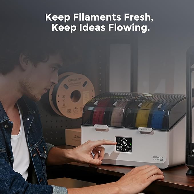 Creality Filament Dryer Box 4 Spools, Space Pi X4L Filament Storage Box, 200W PTC Heats Up to 75°C, Fast Drying Dual Heating Chambers, Moisture-Free Storage, for PLA, PETG, TPU, ABS - Image 9