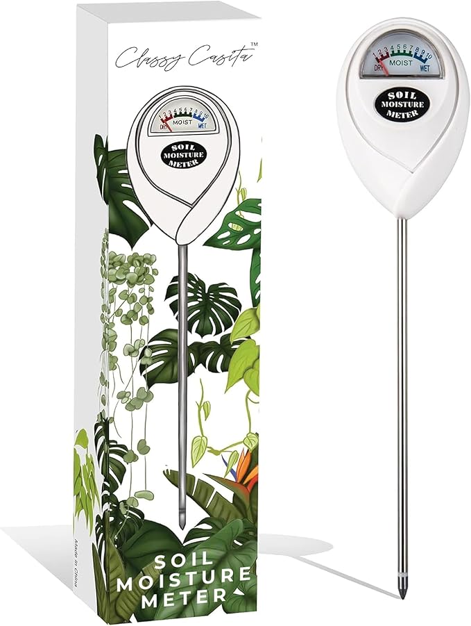 Classy Casita Soil Moisture Meter - Hygrometer Sensor Tool for Indoor and Outdoor Plants - Monitoring Water Levels in Soil House, Gardening, Farm, Lawn, Potted Care - No Batteries Required - White by ClassyCasita