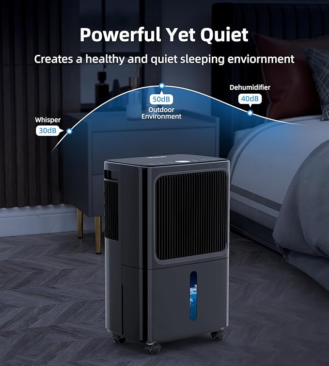 2500 Sq.Ft Dehumidifiers for Home with Drain Hose Max 34 Pints, VEAGASO Dehumidifier for Basement, Bathroom, Bedroom, Three Modes, Intelligent Humidity Control, Dry Clothes, 24HR Timer (BLACK) - Image 6