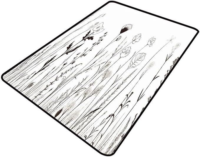 Wild Flowers on The Field Area Rug: Printing Patterns Non-Slip - Fade, Flame, Stain Resistant, Quick Dry, Waterproof Floor Carpet for Living Room/Bedroom, 72 x 108 Inch by Snarena