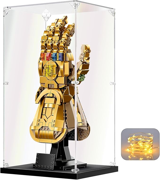 Acrylic Display Case for Lego Infinity Gauntlet 76191 Nano Gauntlet 76223 Clear Acrylic Display Box for Showcasing Figures Doll Toys Collectibles (7.5x6.3x14.2 inch, 19x16x36 cm) by KOLIPI