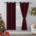 Hiasan Blackout Curtains for Bedroom, 42 x 72 Inches Long - Thermal Insulated & Light Blocking Window Curtains for Living Room Christmas Decor, 2 Drape Panels Sewn with Tiebacks, Burgundy by Hiasan