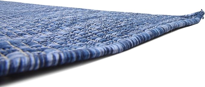 Unique Loom Collection Casual Transitional Solid Heathered Indoor/Outdoor Flatweave Area Rug (9' x 12' Rectangle, Blue/Navy Blue) - Image 9