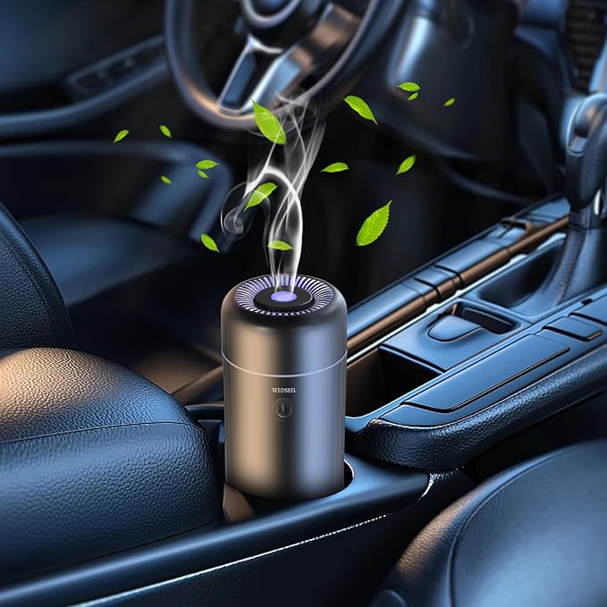 Car Aromatherapy Diffusers for Essential Oils，Mini USB Air Scent Small Humidifier with 7-LED Color Changing for Car Room Home Office Bedroom by SEEDSEEL