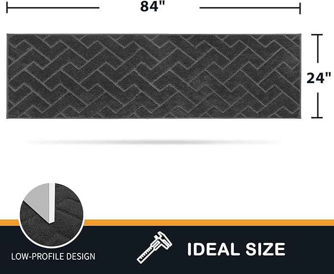 PURRUGS Dirt Trapping Door Mat 24" x 84", Non-Slip Machine Washable Entry Rug, Dog Doormat, Indoor Front Door Mat, Super Absorbent Entryway Rug for Muddy Shoes & Paws, Charcoal - Image 2