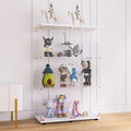 Yoluckea 3 Shelves Glass Display Cabinet with 2 Doors, Curio Collection Glass Display Case for Home Office, Floor Standing Bookshelf Corner Cabinet for Book, Toys, Glory (White) by Yoluckea