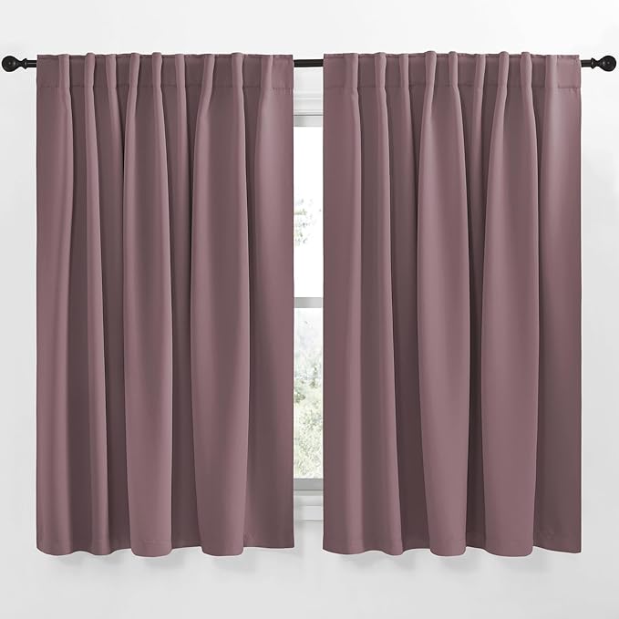 NICETOWN Blackout Curtain Panels Window Draperies - (Dry Rose Color) 70x63 inch, 2 Pieces, Insulating Room Darkening Blackout Drapes for Bedroom by NICETOWN
