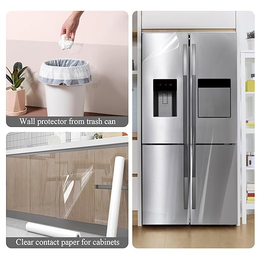 COSNIGHT Kitchen Backsplash Wall Protector Clear Kitchen Oil Proof Contact Paper Self-Adhesive Film Removable Paper for Cabinets and Cupboards 15.7In×393.7In - Image 3