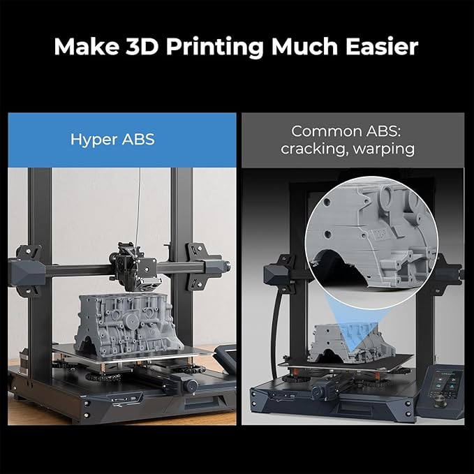 Official Creality Hyper ABS Filament 1.75mm, High Speed ABS 30-350mm/s 3D Printer Filament ABS, High Impact Resistance, Dimensional Accuracy +/-0.02mm, 1KG(2.2lbs) Spool Black, Fit Most 3D Printer - Image 4