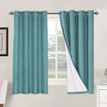 H.VERSAILTEX Linen Blackout Curtains 63 Inches Long 100% Absolutely Blackout Thermal Insulated Textured Linen Look Curtain Draperies Anti-Rust Grommet, Energy Saving with White Liner, 2 Panels, Teal by HVERSAILTEX