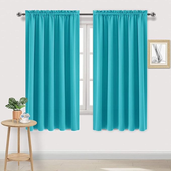 DWCN Blackout Curtains for Bedroom – Rod Pocket Thermal Insulated Noise Reducing Noise Reducing Drapes for Living Room, W 60 x L 63 Inch, 2 Panels, Turquoise by DWCN