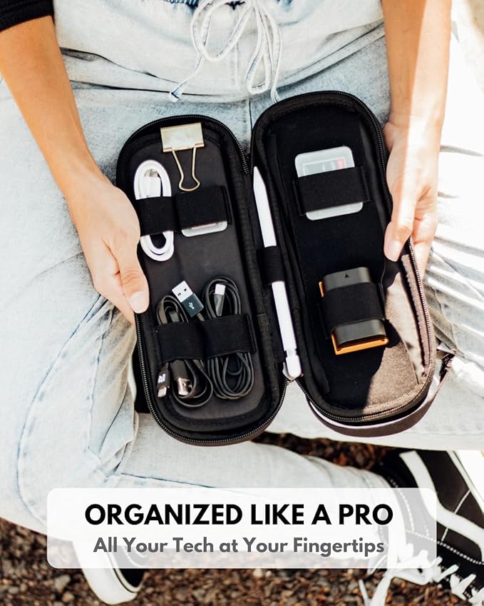 SIDE BY SIDE Electronics Organizer Travel Case for Cables, Charger, Power Bank – Tech Bag for MacBook Accessories, Adapter – Slim Cord Organizer Bag with Gift Box for Travel & Daily Use - Image 6