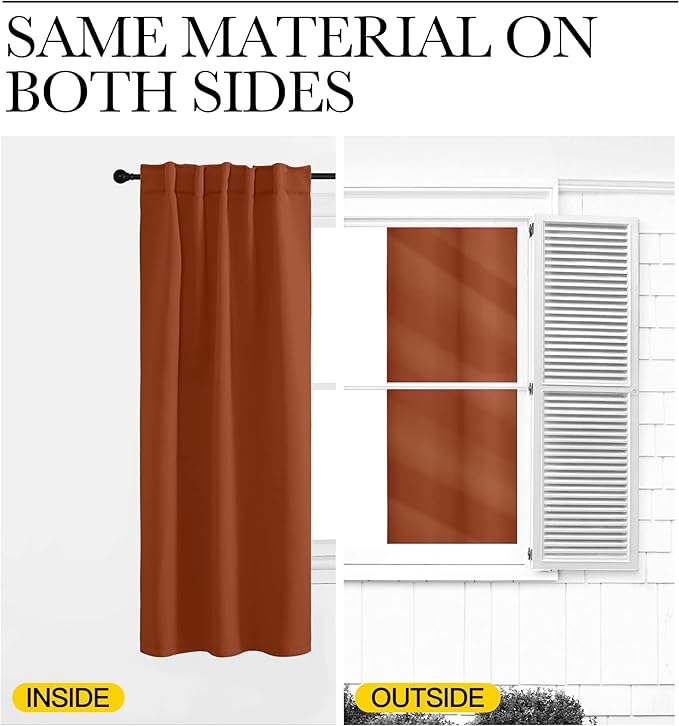 NICETOWN Halloween Bedroom Blackout Draperies Panels - (Burnt Orange Color) 52 inches x 54 inches, 2 Panels Set, Thermal Insulated Blackout Curtains/Drapes for Christmas & Thanksgiving Present - Image 6