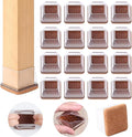 Ezprotekt 24 Pcs Clear Square Chair Leg Floor Protectors with Felt, Silicone Felt Furniture Pads for Hardwood Floor, Dining Table Leg Caps Covers No Scratches and Noise (L Fit: 1" - 1.4") by VisittheEzprotekt