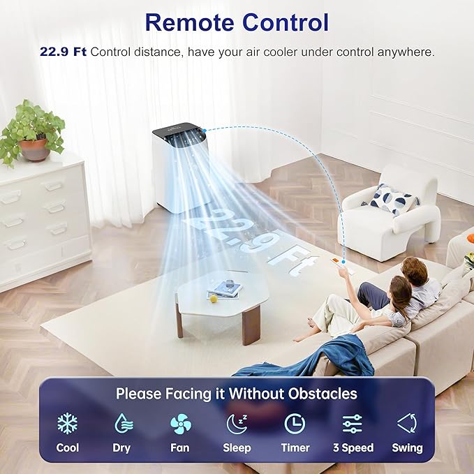 Inverter 16000BTU Portable Air Conditioners with Remote, Free Stand Cooling Portable AC Unit for Room up to 800 sq.ft, with Dehumidifier & Fan, Dual Hose, Quiet Sleep Mode(45dB), Windows Kit - Image 7