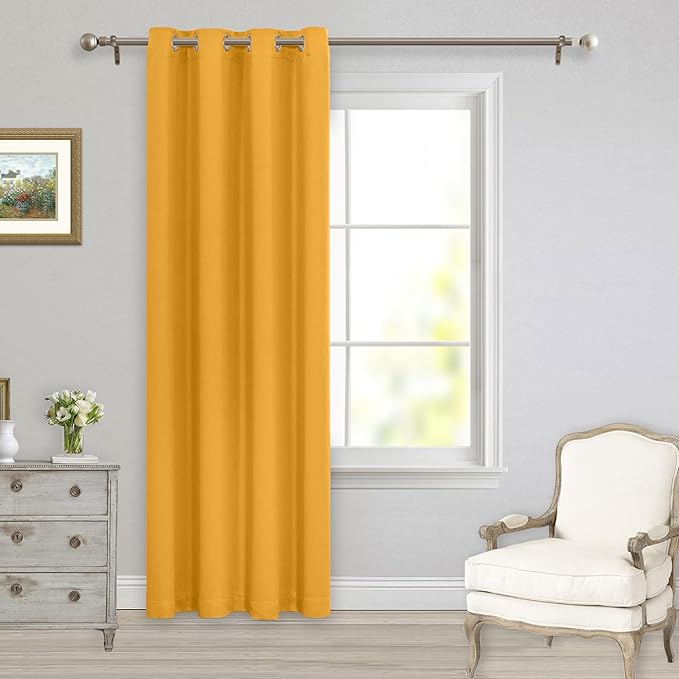 MYSKY HOME Yellow Blackout Curtains for Living Room Bedroom Curtains 84 Inches Long Grommet Room Darkening Window Curtains Thermal Insulated Single Panel Curtains 52 x 84 Inch, Mustard Yellow - Image 8