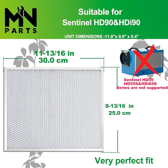 MERV 8 Filter Dehumidifier Filter Sentinel HD90/HDi90 for dehumidifiers Replacement Parts 11.8'' x 9.9'' (2packs) Does not Support HD55 HD65 Series - Image 2