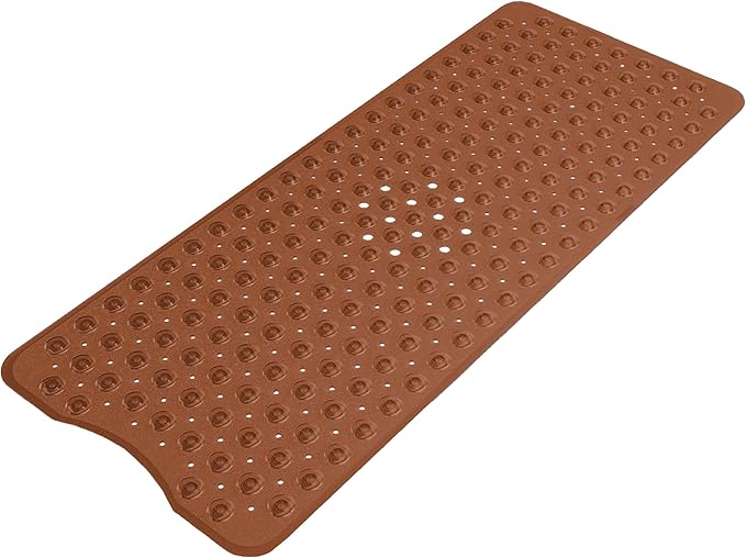 Anti-Slip Bathtub Shower mat, 39.3×15.7 inch（Approximately 100 × 40cm） Soft Oversized Machine Washable Non-Slip Bathtub mat with Drainage Holes, Bathroom Floor Suction Cup.（1-Clear Brown） by ERASILKEN-X