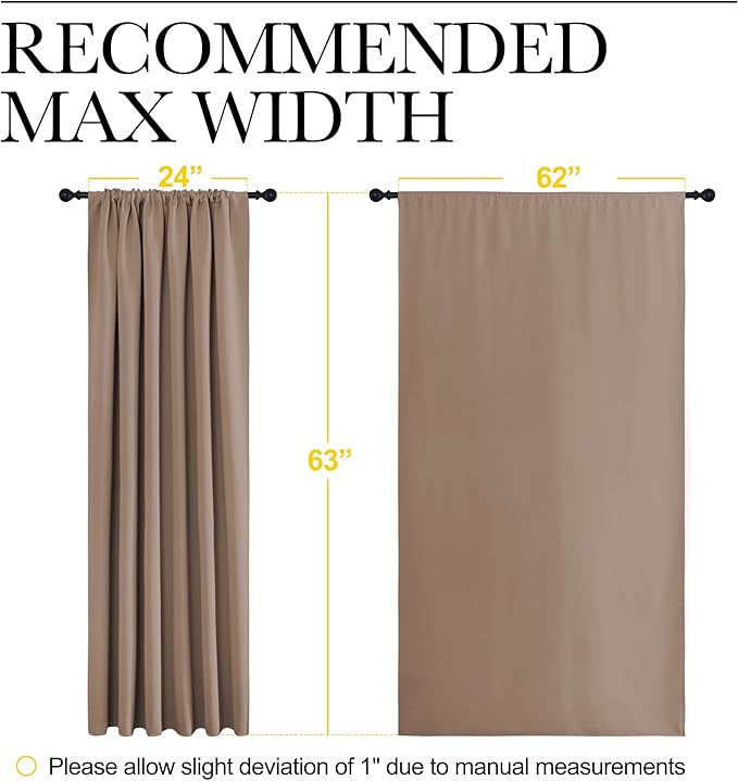 NICETOWN Kids Blackout Curtain Panels - Window Treatment Thermal Insulated Solid Rod Pocket Blackout Drapes for Bedroom (Cappuccino, Set of 2, 62 by 63 Inch) - Image 7