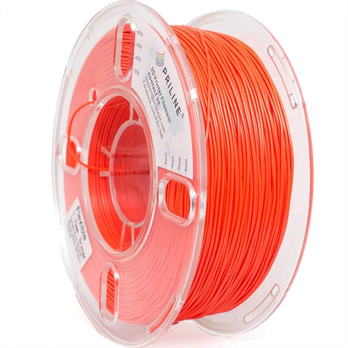 TPU Filament，PRILINE 98A TPU Flexible Soft 3D Printer Filament，1KG 1.75mm Spool Durable Flexible Material, Orange by PRILINE