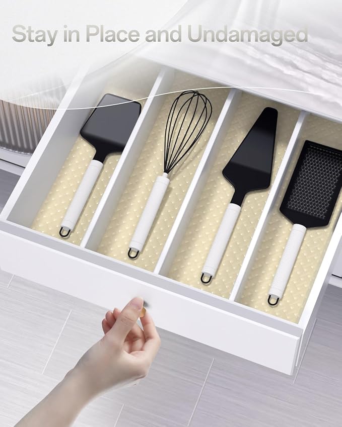 Shelf and Drawer Liner for Kitchen Cabinet, Non-Adhesive 24in x 120in Waterproof Contact Paper Refrigerator Liners Thickened Durable EVA Material Non Slip Mat for Dresser Cupboard Pantry Protector - Image 8