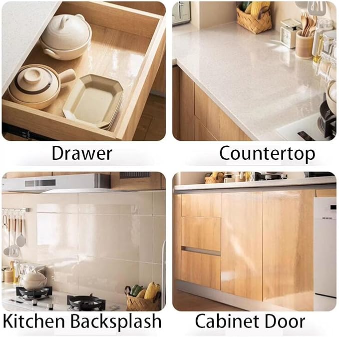 Clear Peel and Stick Wallpaper, Self-Adhesive Wallpaper Wall Protector, Oil Proof Waterproof Contact Paper for Kitchen Backsplash Tile, Cabinets, Whiteboard, Shelf Drawer Liner(15.7" X 118") - Image 4