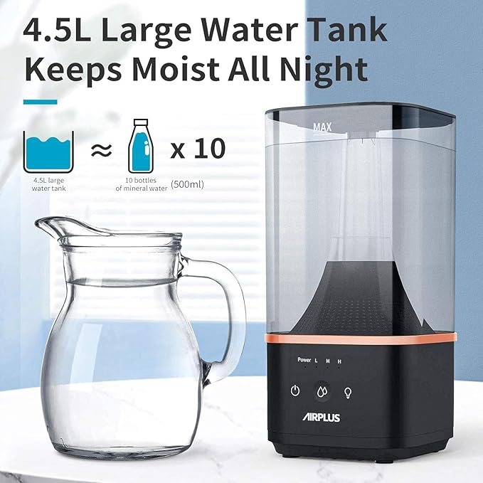 AIRPLUS Powerful Humidifier for Bedroom Lasting up to 60 Hours, Top-Refilling Cool Mist Humidifier for Home with A Water Tank of 4L - Image 3