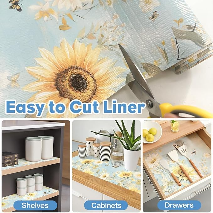 Shelf Liner for Kitchen Cabinets Non Adhesive Drawer Liner,Cabinet Liner for Shelves,Non Slip Kitchen Drawer Liners for Dresser,Waterproof Shelf Paper for Refrigerator,Cupboard,12In x 10FT - Image 4