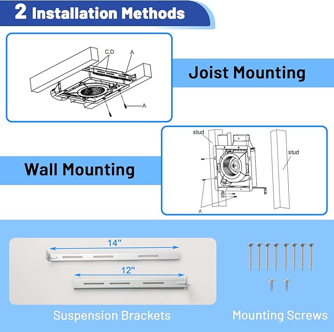 COSTWAY Bathroom Exhaust Fan, 50/80/110 CFM Ceiling Mount Exhaust Ventilation Fan w/Pick-A-Flow, Energy Star Bath Vent Fan w/Metal Housing, 4 Inches Duct, 0.3/0.8/1.5 Sones Quiet Operation, White - Image 6