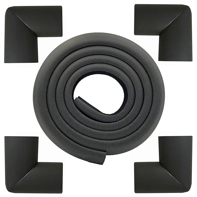 M2cbridge L Shape Extra Thick Furniture Table Edge Protectors Foam 6.5 Ft (Black with 4 Corners) by M2cbridge