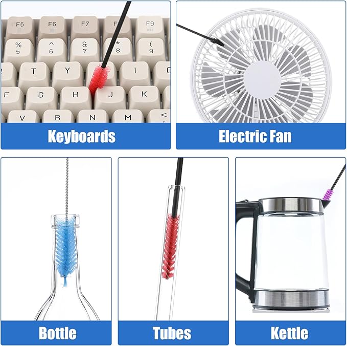 62 Pieces 3 Size Hummingbird Feeder Cleaning Brush Mini Nylon Tube Brush Set Nylon Hummingbird Feeder Parts Cleaning for Bottles, Tubes, Jars, Bird(Blue) - Image 6