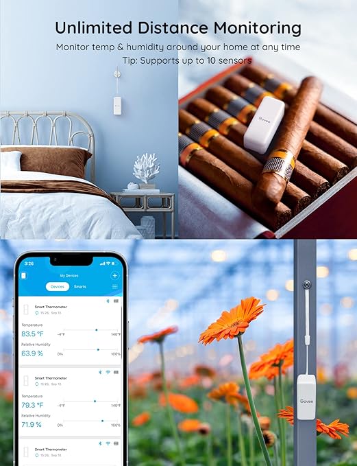 Govee WiFi Hygrometer Thermometer Sensor 3 Pack, Indoor Wireless Smart Temperature Humidity Monitor with Remote App Notification Alert, 2 Years Data Storage Export, for Home, Greenhouse - Image 5