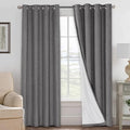 H.VERSAILTEX Linen Curtains 100% Blackout Curtains for Bedroom 102 inch Long Full Light Blocking Nature Linen Blended Window Curtains for Living Room Nickel Grommet (2 Panels, Grey) by HVERSAILTEX