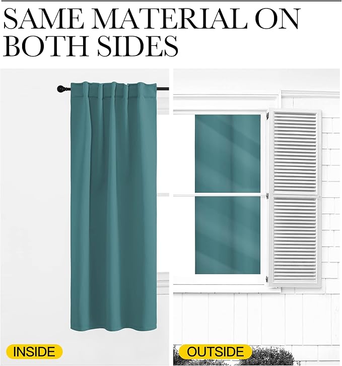 NICETOWN Living Room Blackout Draperies - (Sea Teal Color) W70 x L95, 2 Pieces, Room Darkening Window Blackout Drape Panels - Image 6