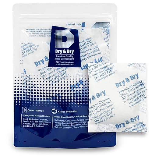 Dry & Dry 50 Gram [100 Packets] Silica Gel Packets Desiccants, Silica Packets - Rechargeable Silica Gel Packs, Desiccants Packets, Silica Gel by DryDry