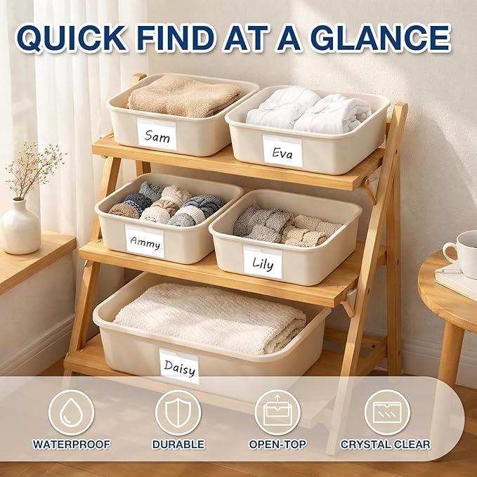H4D 48 Pack Labels for Storage Bins, 3" x 5" Plastic Clear Adhesive Index Card Holders, Tote Label Pockets for Organizing Storage, Library Card, Shelves - Image 7