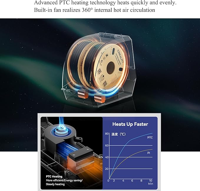 Creality Space Pi Filament Dryer Plus, 3D Printer Filament Dryer Box, 3D Filament Storages for Filament Drying and Sealing with Heat Control, 4'' LCD Touch Screen Compatible with PLA PETG ABS TPU - Image 3