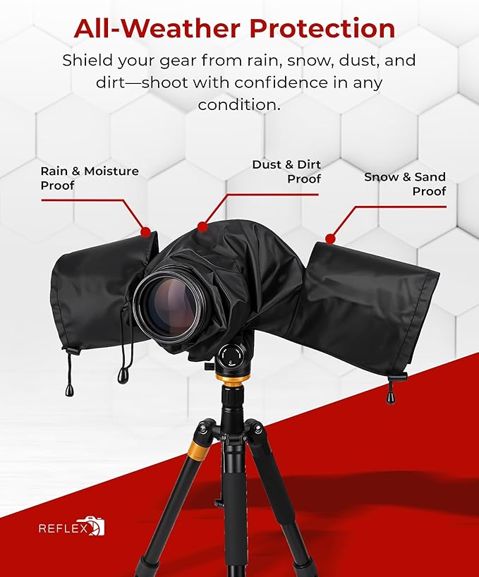 REFLEX CAMERA Universal Protective Waterproof DSLR/SLR Rain Cover with Drawstring Sleeves & Clear Viewing Window for Sony, Canon, Nikon, Panasonic, Lightweight Nylon Protection for All-Weather Outdoor - Image 4
